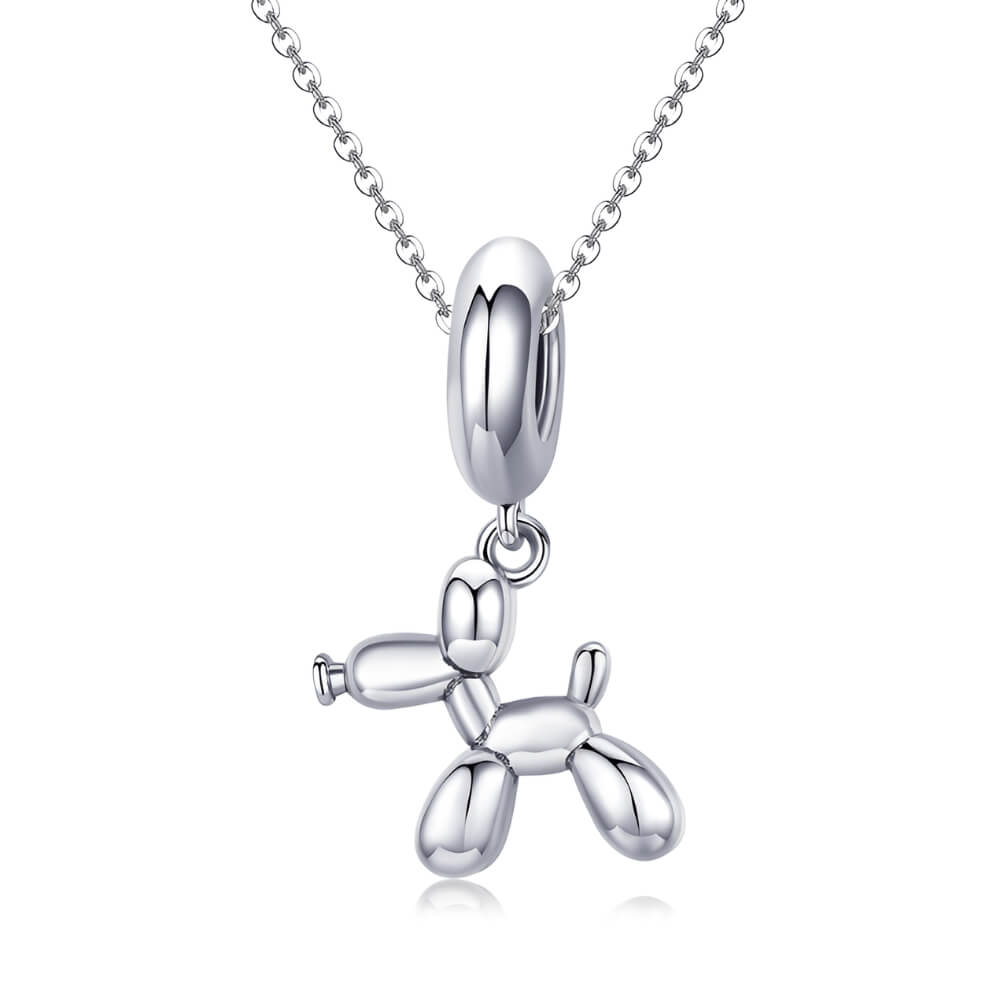 Sterling silver balloon dog charm with polished finish