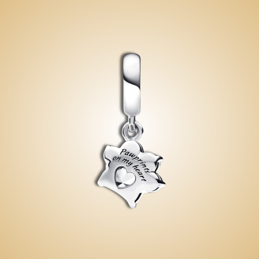 Diamond Paw Print Charm