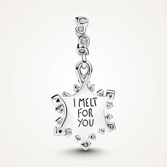 Sterling silver snowflake charm with pavé crystals and dangling icy design - ORÉYA