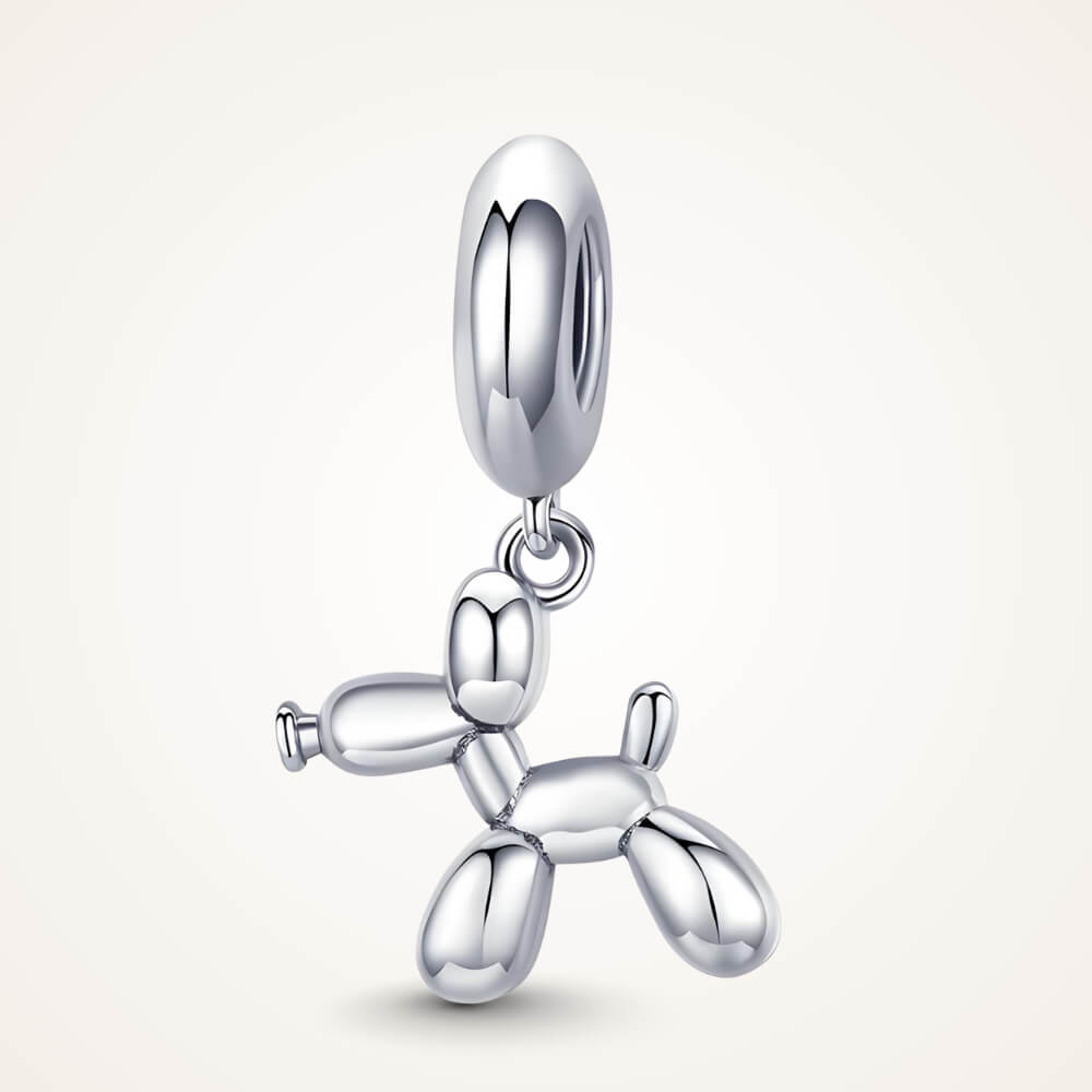 Sterling silver balloon dog charm with polished finish – ORÉYA