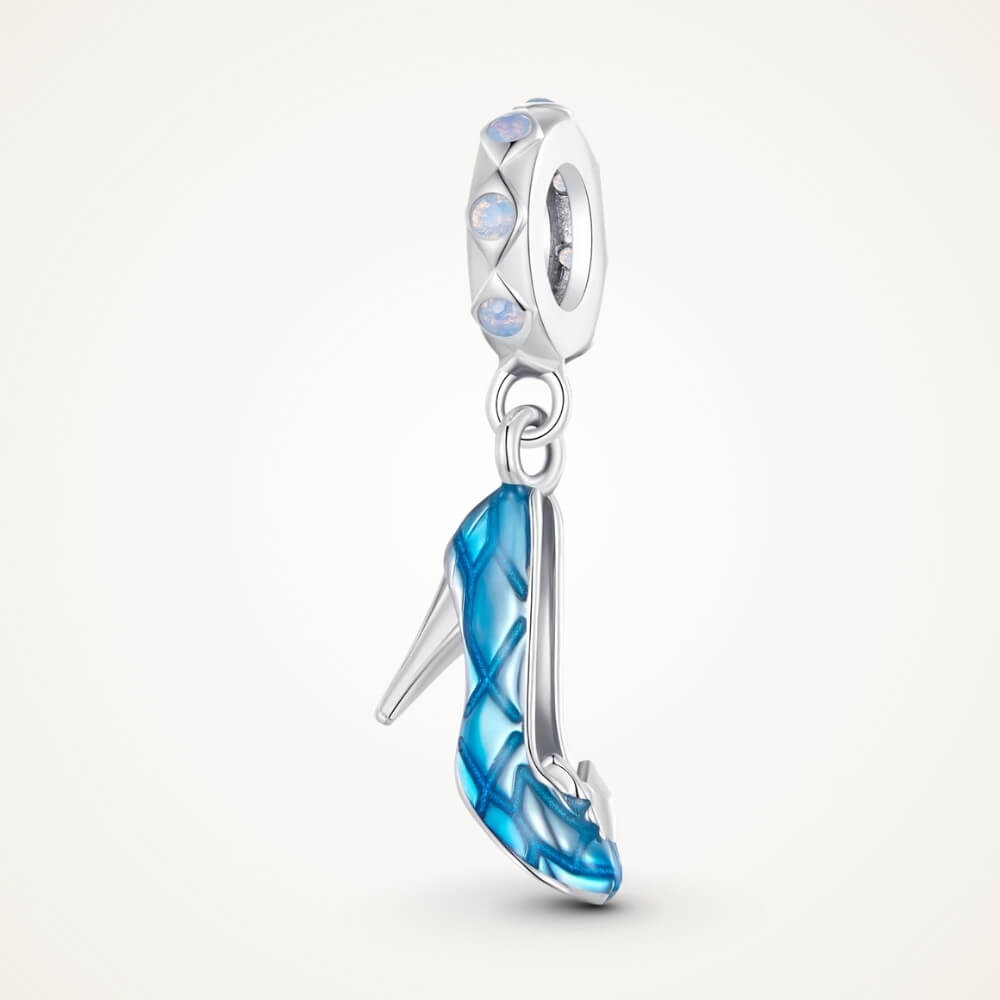 Sterling silver high heel charm with blue enamel and crystal accents - ORÉYA
