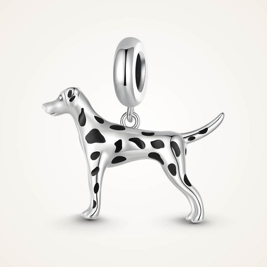 Sterling silver Dalmatian dog charm with black enamel spots – ORÉYA