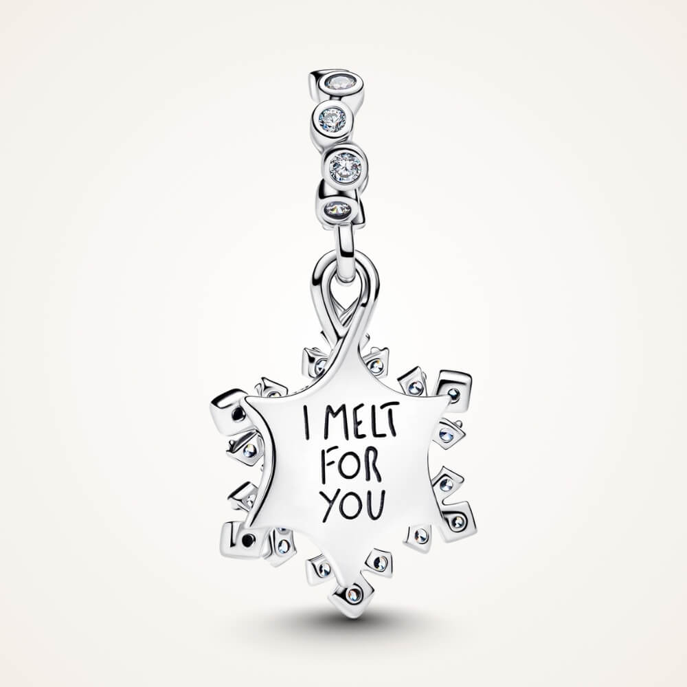 Sterling silver snowflake charm with pavé crystals and dangling icy design - ORÉYA