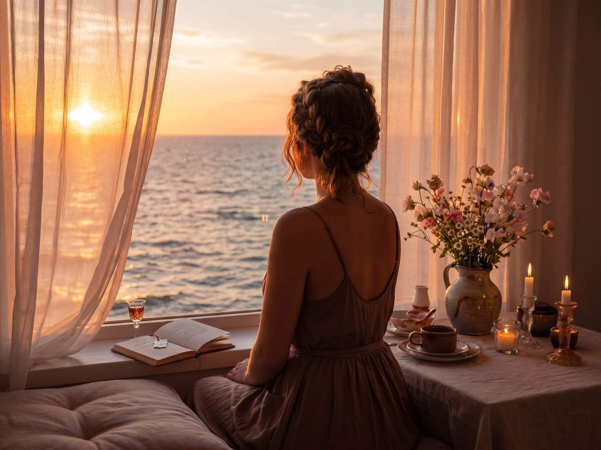 ORÉYA brand story of hope and healing beside the ocean sunset