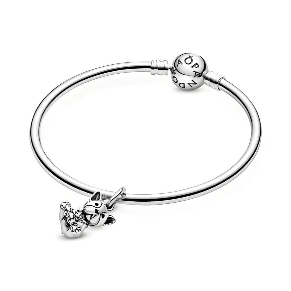 Sterling silver sitting French bulldog charm with heart tag detail