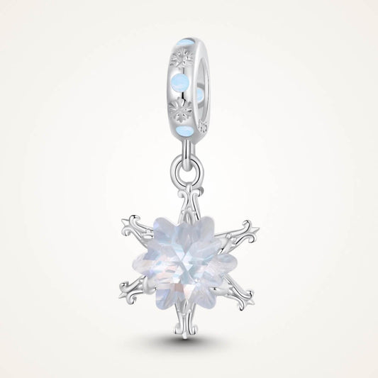 Sterling silver snowflake charm with iridescent crystal and blue accents - ORÉYA