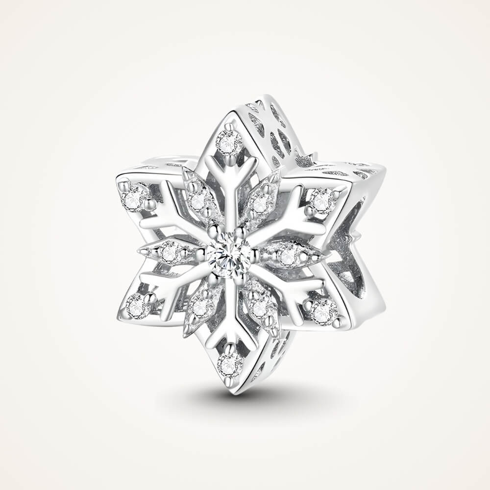 Sterling silver snowflake charm with clear crystal stones - ORÉYA