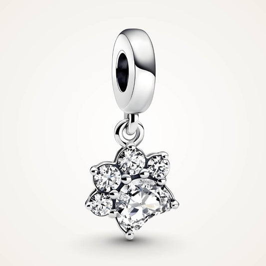 Sterling silver paw-print charm with sparkling clear zircon stones – ORÉYA