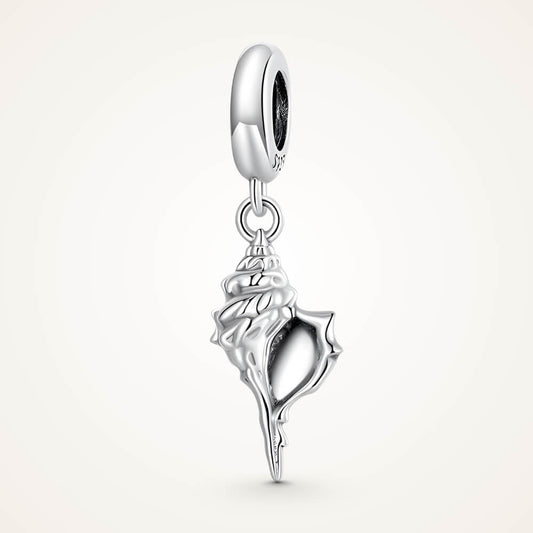 Sterling silver seashell dangle charm featuring a detailed conch shell design and smooth polished bail – ORÉYA