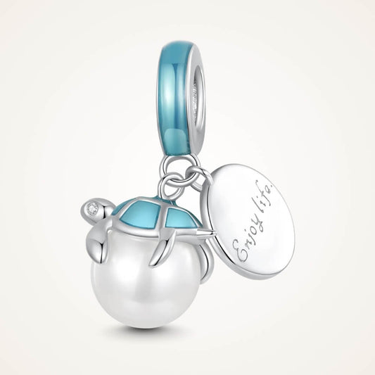 Sterling silver turtle charm with Enjoy Life engraving - ORÉYA